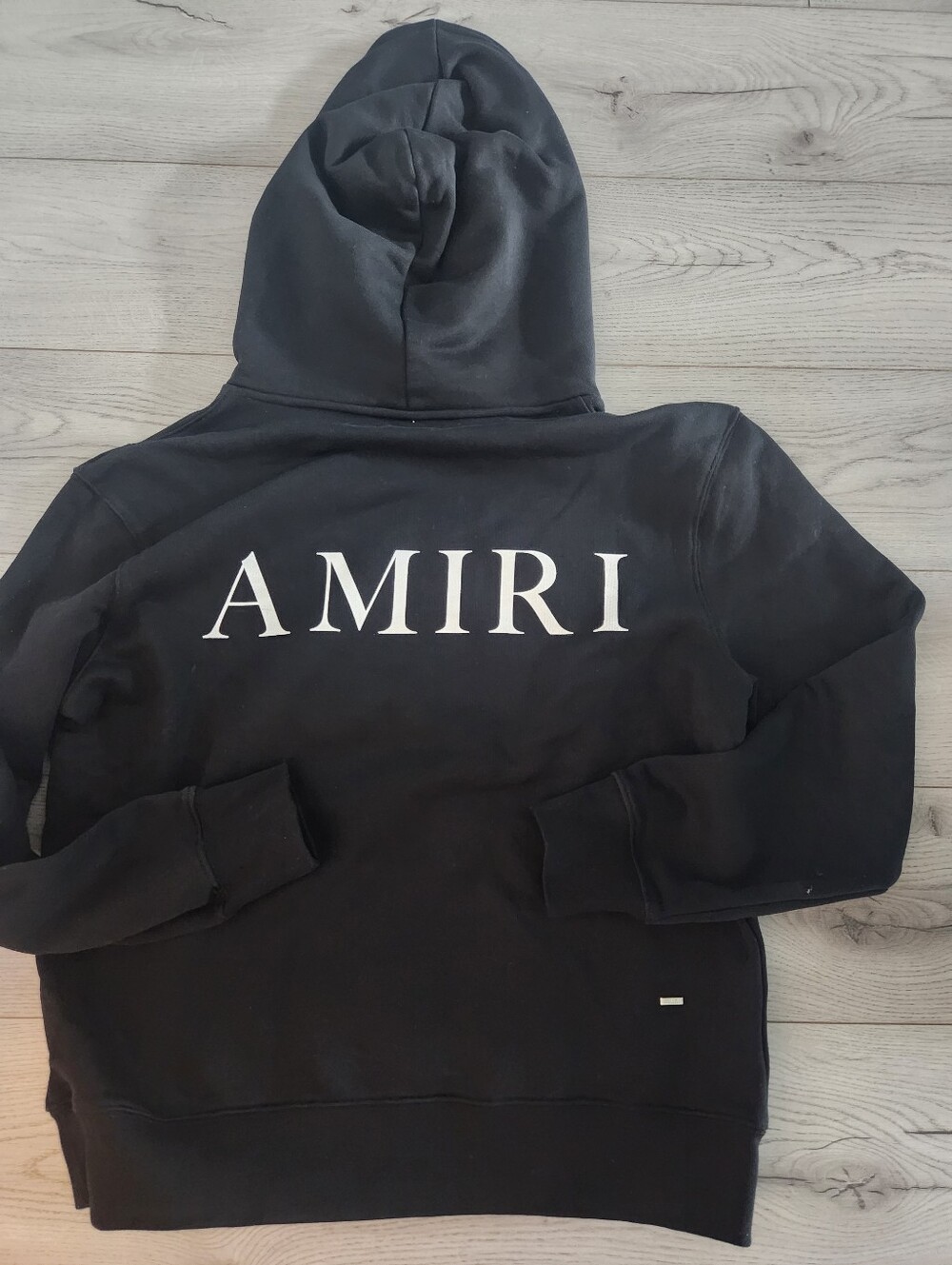 AMIRI Black Zip-Up Hooded Sweatshirt with White Logo
